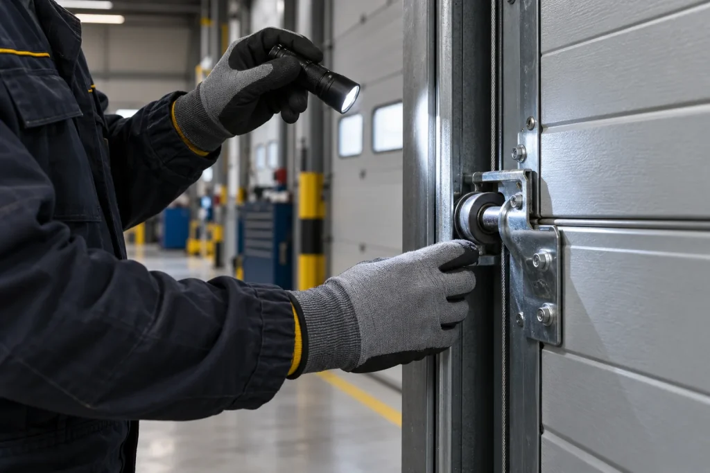 Technik pri kontrole mechanizmu priemyselnej brány